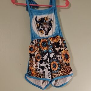 Floral and Animal Print Kids Romper